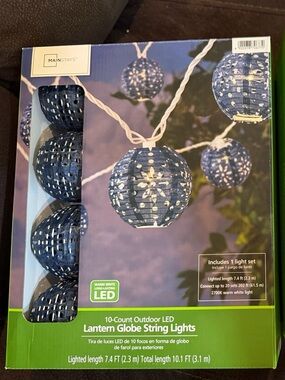 Mainstays Blue Lantern Globe LED String Lights - 10-Count- 2 boxes